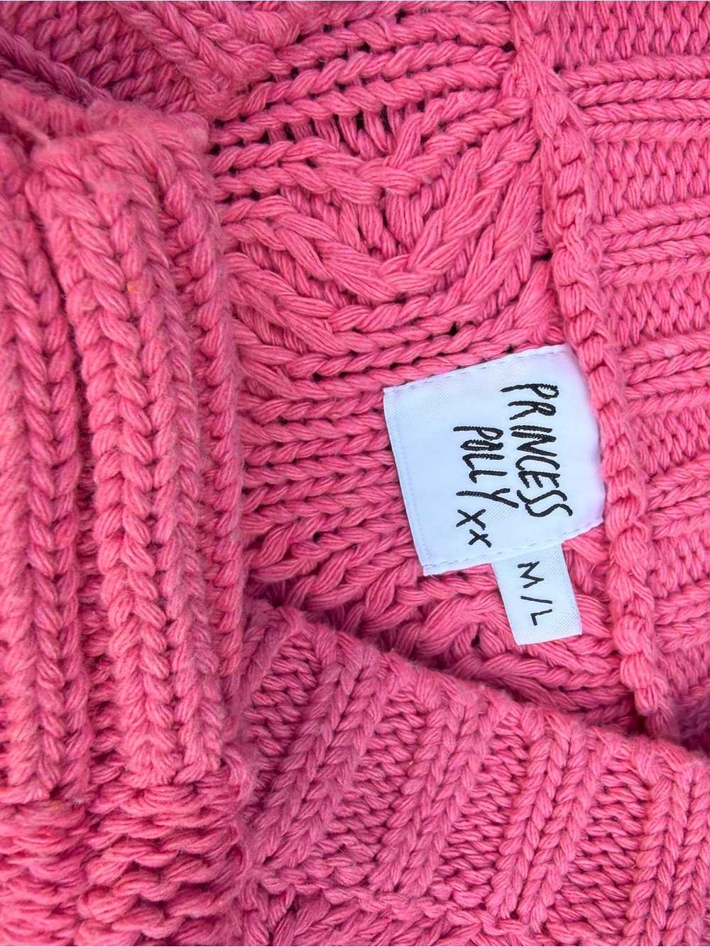 Princess Polly Rose Pink Cable Knit Crew Sweater
